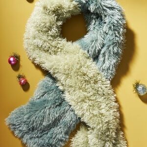 Brand New with Tags! Anthropologie  Green Colorblocked Fluffy Scarf